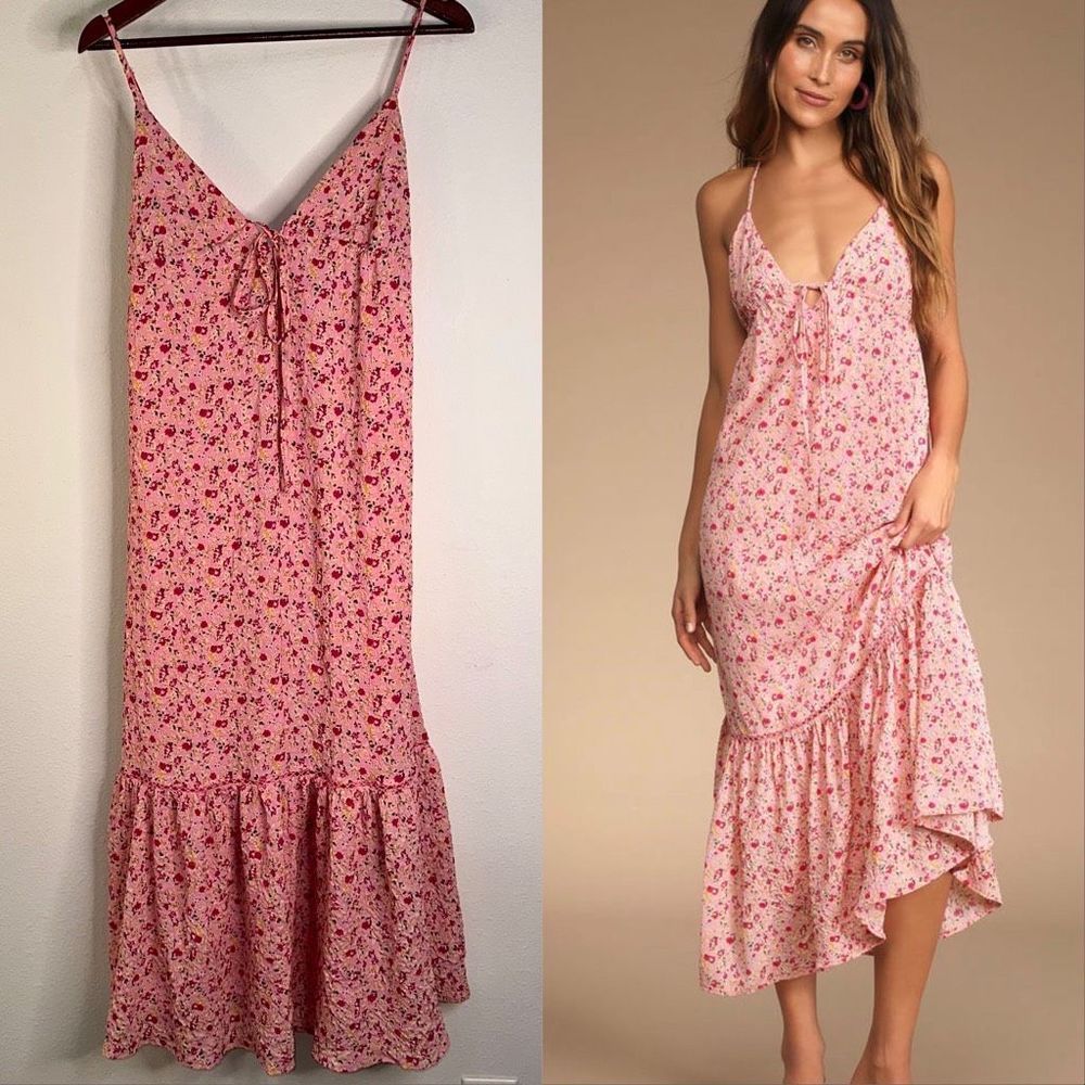 Lulu's Pink Floral Maxi Dress